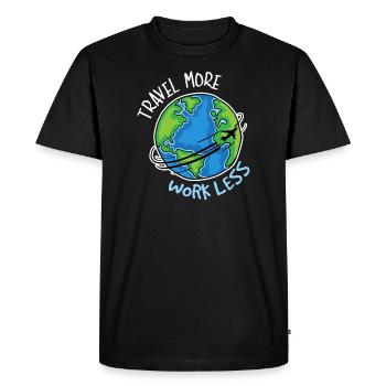 Travel More Work Less Travel Gift Funny - Men's Premium Organic T-Shirt - black - Front - Nico (187cm)