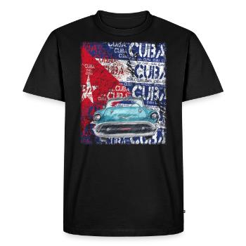 T-shirt de voiture vintage Cuba Havana - T-shirt Premium bio Homme - noir - Devant - Nico (187cm)