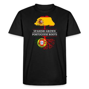 Spanish Grown with Portugese Roots - Men's Premium Organic T-Shirt - black - Front - Nico (187cm)