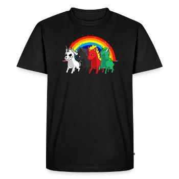 Cadeau de blague arc-en-ciel apocalypse licorne cavalier - T-shirt Premium bio Homme - noir - Devant - Nico (187cm)