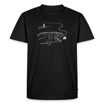 Pêche à la mouche Pêche Mouche Nature Truite Pêche - T-shirt Premium bio Homme - noir - Devant - Nico (187cm)