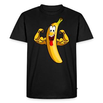 Régime frutarien à la banane fort pouvoir biceps - T-shirt Premium bio Homme - noir - Devant - Nico (187cm)