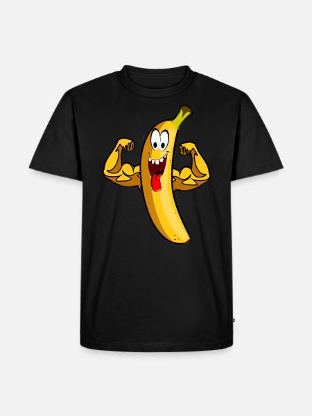 Banane Frutarier Ernährung stark Bizeps Power - Männer Premium Bio T-Shirt - Schwarz
