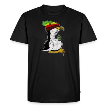 Tux Linux Penguin Coffee Break Computer Nerd Retro - Men's Premium Organic T-Shirt - black - Front - Nico (187cm)