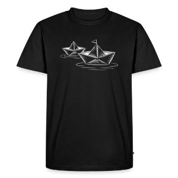 Graphique d'origami de bateau en papier bateau en papier - T-shirt Premium bio Homme - noir - Devant - Nico (187cm)