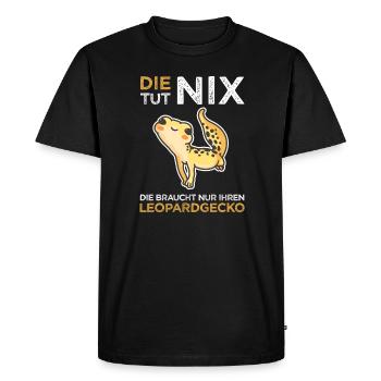 Leopard Gecko Lidgecko Lizard Asia - Does nothing - Men's Premium Organic T-Shirt - black - Front - Nico (187cm)