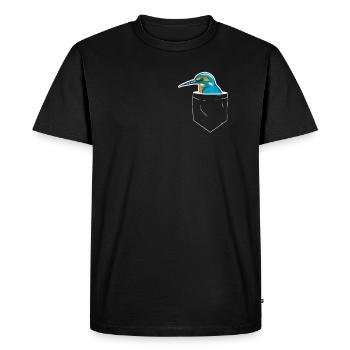 Kingfisher Rackenvogel plumes Poche poitrine bleu cobalt - T-shirt Premium bio Homme - noir - Devant - Nico (187cm)