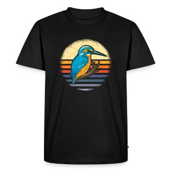 Kingfisher Rackenvogel plumes graphique bleu cobalt - T-shirt Premium bio Homme - noir - Devant - Nico (187cm)