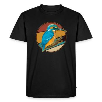 Kingfisher Rackenvogel plumes graphique bleu cobalt - T-shirt Premium bio Homme - noir - Devant - Nico (187cm)