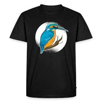 Kingfisher Rackenvogel plumes graphique bleu cobalt - T-shirt Premium bio Homme - noir - Devant - Nico (187cm)