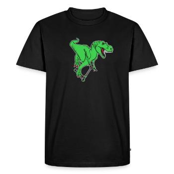 Big T-Rex vert poison sur une cascade de scooter - T-shirt Premium bio Homme - noir - Devant - Nico (187cm)