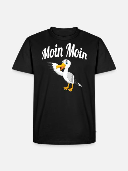 Moin Moin Möwe - Männer Premium Bio T-Shirt - Schwarz