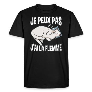 Je Peux Pas J'Ai La Flemme Chat Sieste - T-shirt Premium bio Homme - noir - Devant - Nico (187cm)
