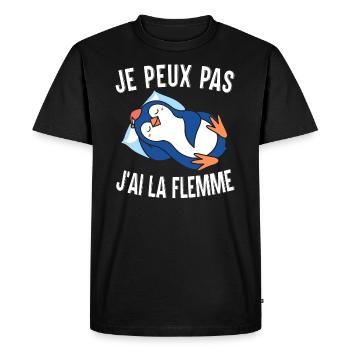 Je Peux Pas J'Ai La Flemme Manchot - T-shirt Premium bio Homme - noir - Devant - Nico (187cm)
