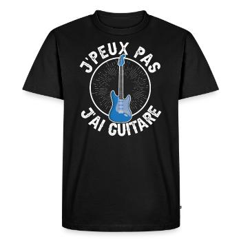 Je Peux Pas J'Ai Guitare - T-shirt Premium bio Homme - noir - Devant - Nico (187cm)