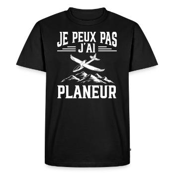 Je Peux Pas J'Ai Planeur - T-shirt Premium bio Homme - noir - Devant - Nico (187cm)