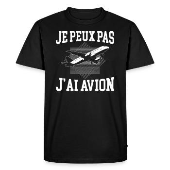Je Peux Pas J'Ai Avion - T-shirt Premium bio Homme - noir - Devant - Nico (187cm)