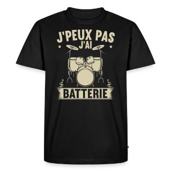 Je Peux Pas J'Ai Batterie - T-shirt Premium bio Homme - noir - Devant - Nico (187cm)