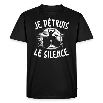 Je Détruis Le Silence Batterie Batteur - T-shirt Premium bio Homme - noir - Devant - Nico (187cm)