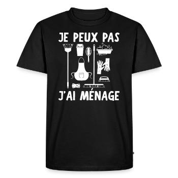 Je Peux Pas J'Ai Ménage - T-shirt Premium bio Homme - noir - Devant - Nico (187cm)