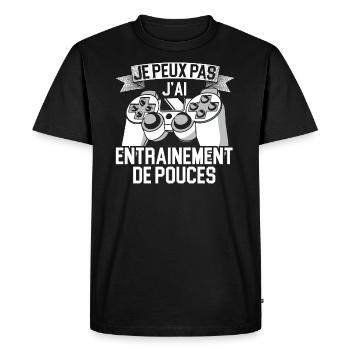 Je Peux Pas J'Ai Entrainement De Pouces - T-shirt Premium bio Homme - noir - Devant - Nico (187cm)