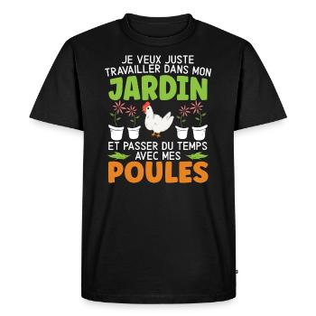 Jardin Et Passer Du Temps Avec Mec Poules - T-shirt Premium bio Homme - noir - Devant - Nico (187cm)