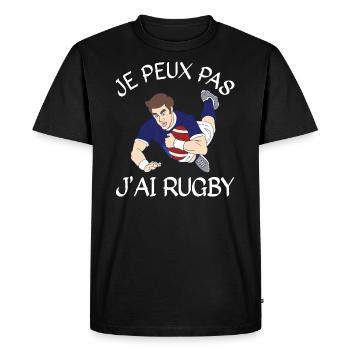 Je Peux Pas J'ai Rugby - T-shirt Premium bio Homme - noir - Devant - Nico (187cm)