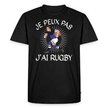 Je Peux Pas J'ai Rugby - T-shirt Premium bio Homme - noir - Devant - Nico (187cm)