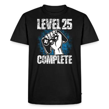 Niveau 25 Cadeau d’anniversaire complet 25 ans - T-shirt Premium bio Homme - noir - Devant - Nico (187cm)