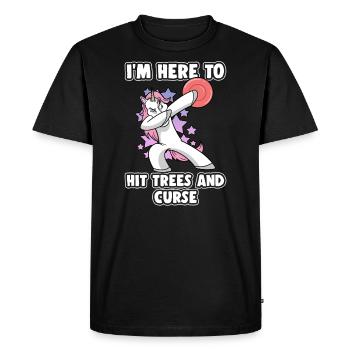 Dabbing Unicorn Disc Golf I'm Here To Hit Trees - Men's Premium Organic T-Shirt - black - Front - Nico (187cm)