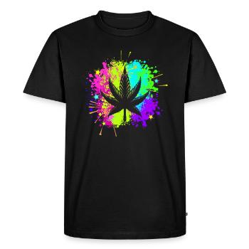 7 feuilles de cannabis à feuilles - T-shirt Premium bio Homme - noir - Devant - Nico (187cm)