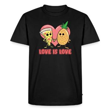 Pizza Ananas Hawaii Pizza L’amour est l’amour - T-shirt Premium bio Homme - noir - Devant - Nico (187cm)