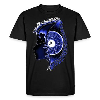 Big Eye Bleu, Œil, Vertical, Réaliste - T-shirt Premium bio Homme - noir - Devant - Nico (187cm)