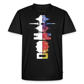 Paris France City Skyline Pixel Colorful - Men's Premium Organic T-Shirt - black - Front - Nico (187cm)