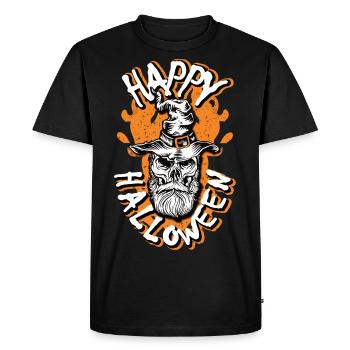 Joyeux crâne de barbe d’Halloween - T-shirt Premium bio Homme - noir - Devant - Nico (187cm)
