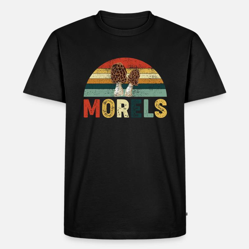 Morels Pilz Design - Männer Premium Bio T-Shirt - Schwarz