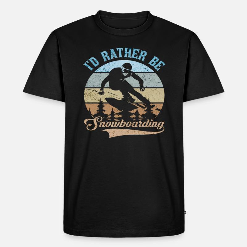 I'D RATHER BE SNOWBOARDING - Männer Premium Bio T-Shirt - Schwarz