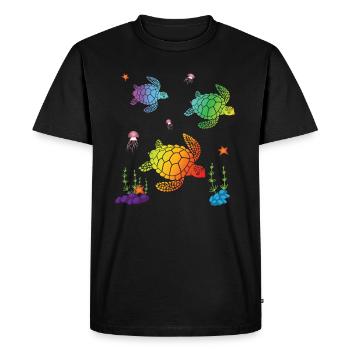 TORTUES DE MER COLORÉES - T-shirt Premium bio Homme - noir - Devant - Nico (187cm)