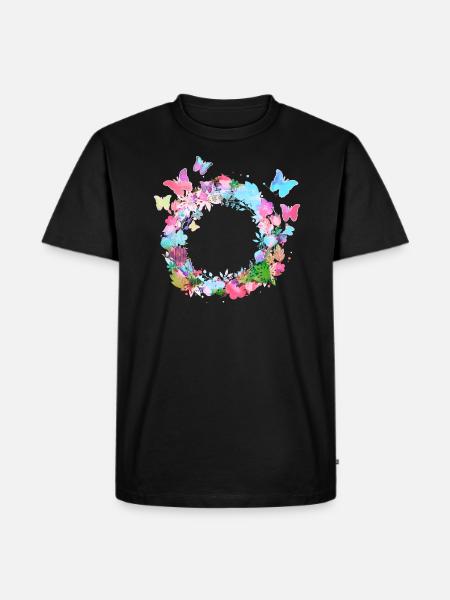couronne de fleurs,vide, couronne,fleurs,papillons - T-shirt Premium bio Homme - noir