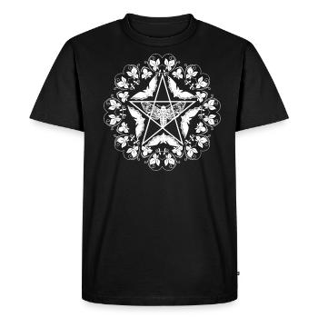 Gothique, Moth, Pentagone, Fleurs, Ornements, Chauve-souris - T-shirt Premium bio Homme - noir - Devant - Nico (187cm)