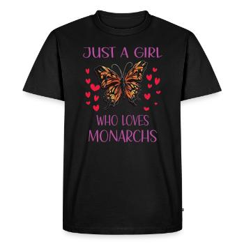 JUSTE UNE FILLE QUI AIME LES MONARQUES - T-shirt Premium bio Homme - noir - Devant - Nico (187cm)