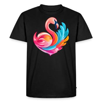 Rainbow flamingo with colorful waves - Men's Premium Organic T-Shirt - black - Front - Nico (187cm)