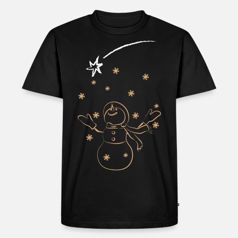 Weihnachts-Schneemann - Männer Premium Bio T-Shirt - Schwarz