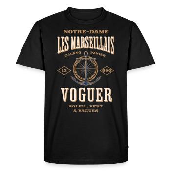 T-shirt Vintage Sailing Crew - T-shirt Premium bio Homme - noir - Devant - Nico (187cm)