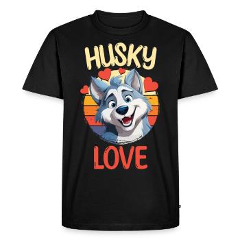 Husky Love Chien de traîneau Chien Race de chien Hiver - T-shirt Premium bio Homme - noir - Devant - Nico (187cm)