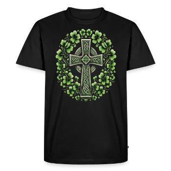 Conception de la Saint-Patrick de la croix irlandaise verte - T-shirt Premium bio Homme - noir - Devant - Nico (187cm)