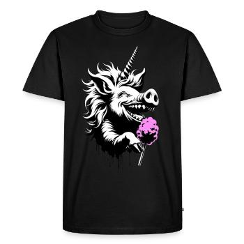 Pork horn with cotton candy - Men's Premium Organic T-Shirt - black - Front - Nico (187cm)