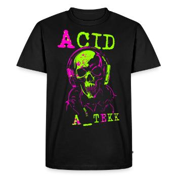 ACID A TEKK Totenkopf - Männer Premium Bio T-Shirt - Schwarz - Vorne - Nico (187cm)