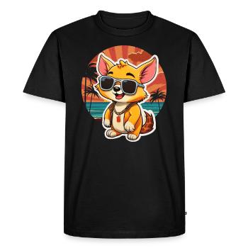 Renard surfeur - T-shirt Premium bio Homme - noir - Devant - Nico (187cm)