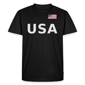 ÉQUIPE Bannière du drapeau américain des États-Unis sur la police - T-shirt Premium bio Homme - noir - Devant - Nico (187cm)